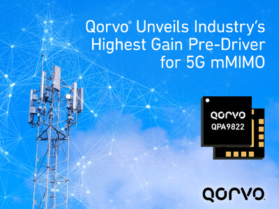 Qorvo(R)、業界最高クラスの利得を有する5G Massive（マッシブ）-MIMO用プリドライバアンプ「QPA9822」を発表