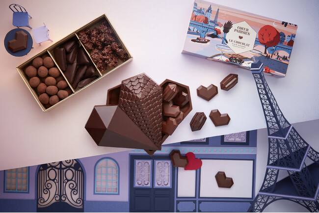 ショコラ専門店「ル・ショコラ・アラン・デュカス」・ビスケット専門店「ル・ビスキュイ・アラン・デュカス」“パリのときめき”をテーマにハートのモチーフを散りばめたバレンタインコレクション1/13（火）発売