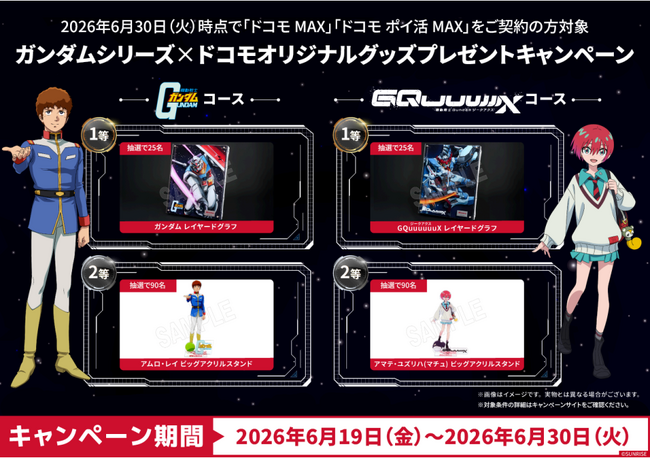 「ドコモMAX」「ドコモ ポイ活 MAX」をご契約の方対象!「ガンダムシリーズ×ドコモ オリジナルグッズプレゼントキャンペーン」を開催!