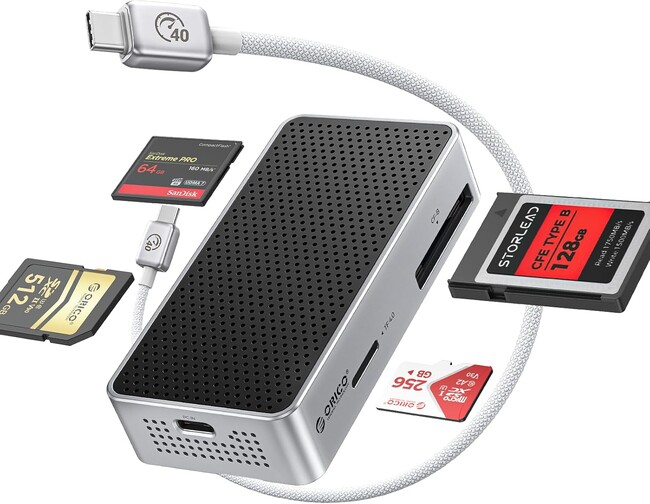 ORICO�A4-in-1�v���J�[�h���[�_�[�𔭕\�BCFexpress A/B�ESD�ETF�Ή��E1500MB/s�EThunderbolt�EIce-Skin��p���ځB