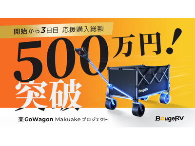 開始たったの3日間で500万円突破！伝説級の200kg耐荷重を誇る「BougeRV 楽GoWagon」が世界を揺るがす超絶大ヒット！