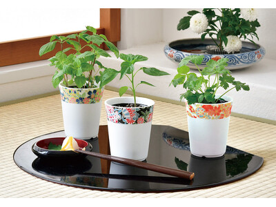 友禅柄の器と鞠の縁起モチーフが魅力。和の趣を楽しみながら日本の薬味を育てる栽培キットが新登場。