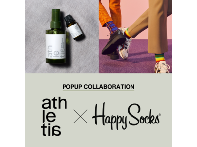 【athletia】アスレティアがPOPUPコラボレーション第9弾、スウェーデン発の靴下ブランド「Happy Socks」とのコラボをスタート!