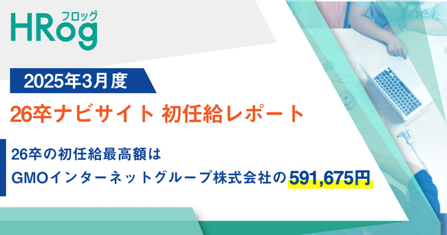 26卒の初任給最高額は、GMOインターネットグループ株式会社の591,675円【2025年3月度 26卒ナビサイト 初任給レポート】