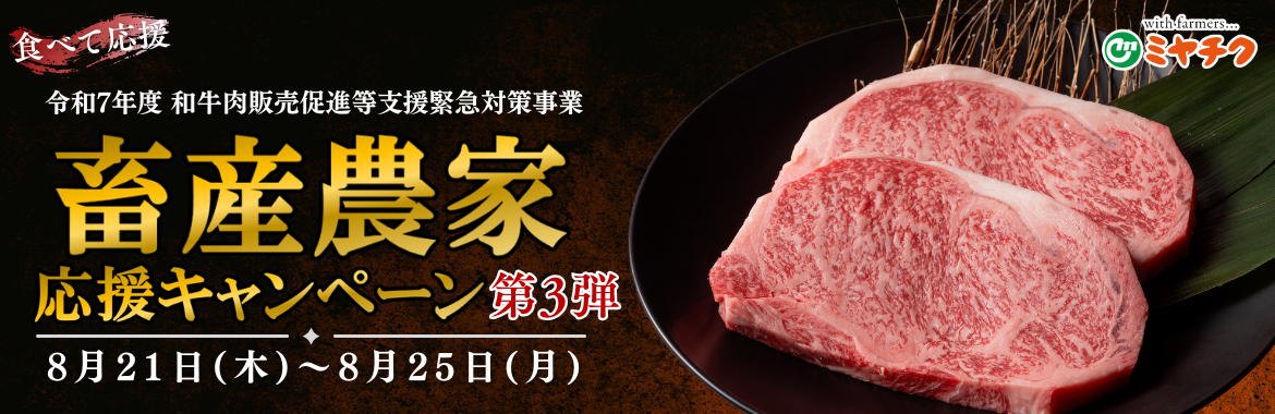 【第3弾！畜産農家応援キャンペーン開始！】期間限定、早い者勝ち！宮崎牛をお得にゲット！その他、大容量のBOX商品など多数掲載中！