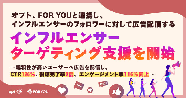 オプト、FOR YOUと連携し、インフルエンサーのフォロワーに対して広告配信するインフルエンサーターゲティング支援を開始