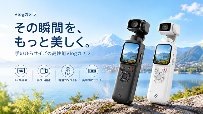 「撮影する人がいなくても大丈夫」AI自動顔追尾×4K高画質を搭載した手のひらサイズVlogカメラで、秋の旅行や大切な思い出を誰でも簡単・美しく記録