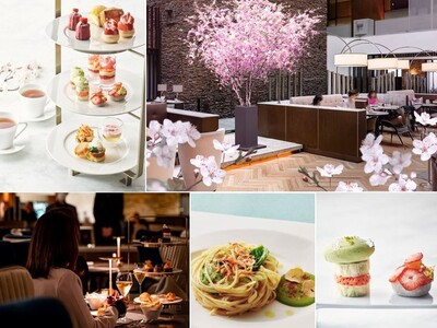 会社帰りも楽しめる！非日常を味わう優雅な夜の過ごし方「ナイトアフタヌーンティー&インシエメ」期間中、プロジェクションマッピングによる桜のアートツリーが出現。お花見も楽しめる！