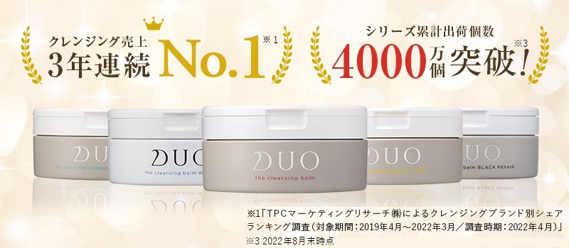 3年連続クレンジング売上No.1*1を獲得！エイジングスキンケア*²ブランドDUO（デュオ）「ザ クレンジングバーム」シリーズ累計出荷個数4,000万個*³突破のお知らせ