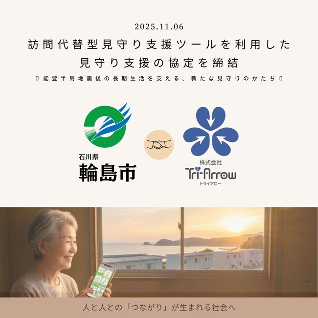 輪島市と株式会社Tri-Arrow、ＩＣＴを活用した見守り支援の推進に向け協定を締結