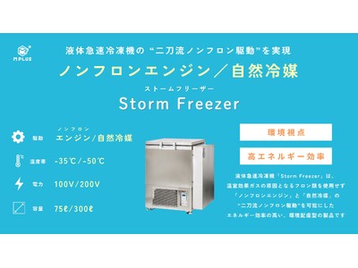 ”二刀流ノンフロン駆動”を実現した液体急速冷凍機「Storm Freezer（ストーム フリーザー）」販売開始　脱炭素社会に向けてノンフロンエンジンと自然冷媒の2種類の駆動に成功