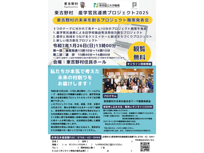 2025.01.26【東吉野村・パーソルグループ・奈良国立大学機構】 産学官民連携プロジェクト施策発表会を開催！