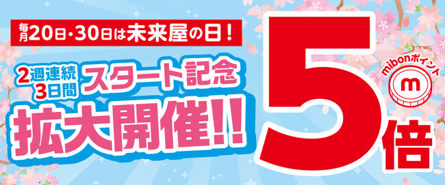 プレスリリース「イオンのお客さま感謝デーは未来屋書店もお得に！３月より毎月 20 日・30 日はポイントが５倍貯まる「未来屋の日」を新設」のイメージ画像