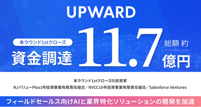 フィールドセールス（外回り営業）向けSaaSのUPWARDが約11.7億円の資金調達を新たに実施