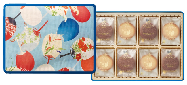 プレスリリース「「京都国立博物館 限定ギフト ＜ゴディバ＞浅葱地秋草と団扇文様振袖 ラングドシャクッキーアソートメント （瀬戸内レモン14枚/ダークチョコレート16枚）」」のイメージ画像