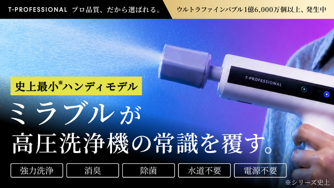 世界初*1、「ミラブル技術」搭載のハンディ高圧洗浄機が誕生！水道