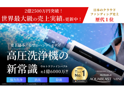 世界初*1、「ミラブル技術」搭載のハンディ高圧洗浄機がクラウドファン