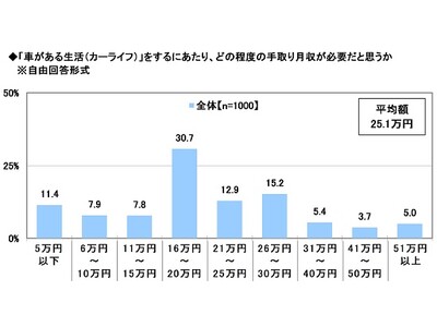 2023年 20歳のカーライフ意識調査　～カーライフに必要だと思う手取り月収額は平均25.1万円、車購入の予算上限は平均201.3万円　ほか　（第2弾）