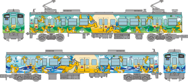 「鉄道コレクション」にふくい応援ポケモン“カイリュー”が登場!『えちぜん鉄道MC7000形「カイリュートレイン」2両セット』2027年2月発売
