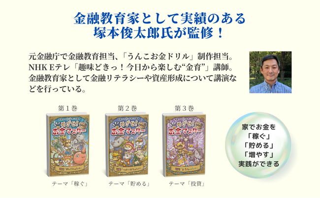プレスリリース「【元金融庁金融教育担当者が監修】お金を学べる絵本『めざせ！お金マスター』全3巻を発売」のイメージ画像