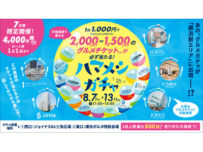 横浜駅エリア主要5商業施設が連携したグルメ回遊キャンペーン「ハマメシガチャ」8月7日（金）～13日（木）の7日間限定開催