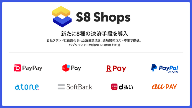 ゲーム特化型自社EC構築ソリューション「S8 Shops」、PayPayやキャリア決済など新たに8種の決済手段を導入