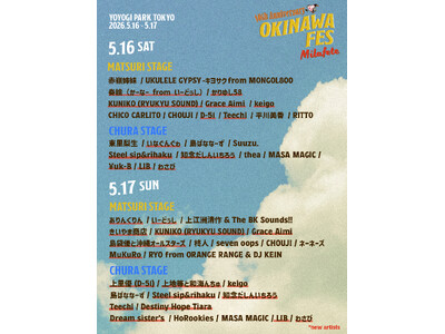 デビュー20周年の「かりゆし58」やBEGINの上地等（Pf&Vo）と島袋優（Gt&Vo）も出演決定！「OKINAWA FES Milafete」全出演アーティストを発表