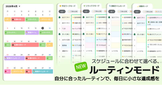 「この機能があるから使い続けられる」- マイルーティンの人気No.1機能「ルーティンモード」が進化、習慣化のあり方が変わる