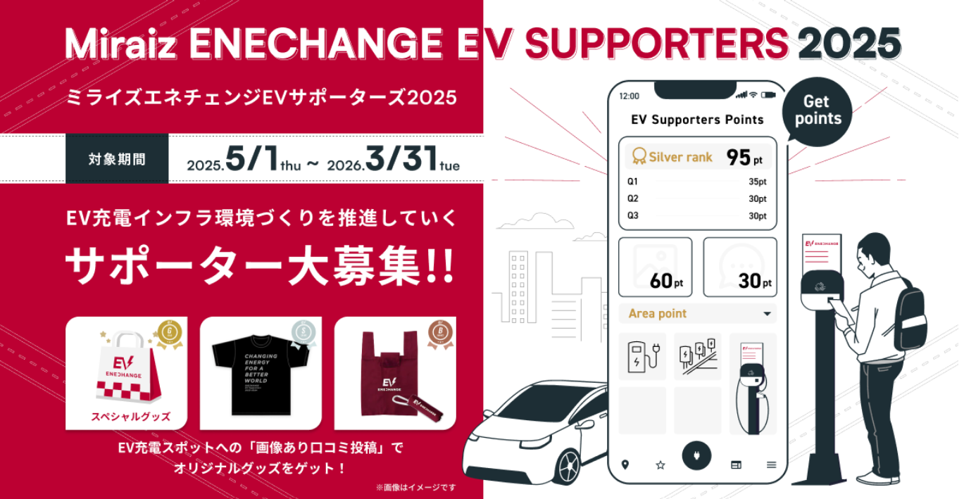 全国の皆さまと一緒に、EV充電インフラ情報の充実を図る「ミライズエネチェンジEVサポーターズ2025」、5月から始動！