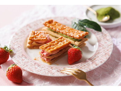 “抹茶の上品な余韻” と ”いちごの甘酸っぱい味わい”。【MILLE-FEUILLE MAISON FRANCAIS（ミルフィユメゾンフランセ）】より『ミルフィユ　セゾン（抹茶＆いちご）』を発売。
