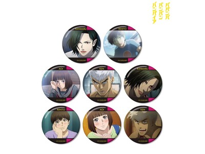 TVアニメ「ババンババンバンバンパイア」のトレーディング場面写缶バッジ、場面写BIGアクリルスタンドの受...