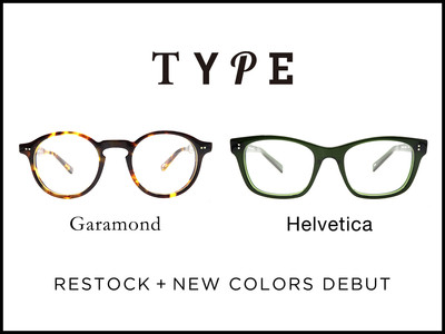 書体から生まれた眼鏡ブランド「TYPE」人気モデル待望の再入荷＋新色登場！