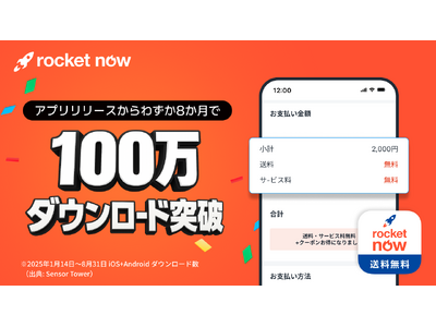 フードデリバリーアプリ「Rocket Now」、サービス開始からわずか8カ月で100万ダウンロードを突破！