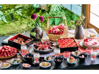【ヒルトン東京お台場】日本料理「さくら」初開催　春限定 「和×いちご デザートビュッフェ」～日本庭園越しに望む東京湾の景色が彩るティータイム～