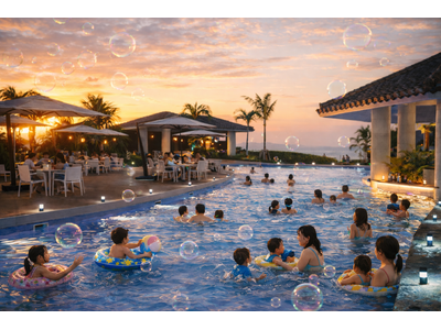 【オリエンタルホテル 沖縄リゾート＆スパ】ガーデンプールをしゃぼん玉で彩る「やんばるdeしゃぼんナイト」を開催