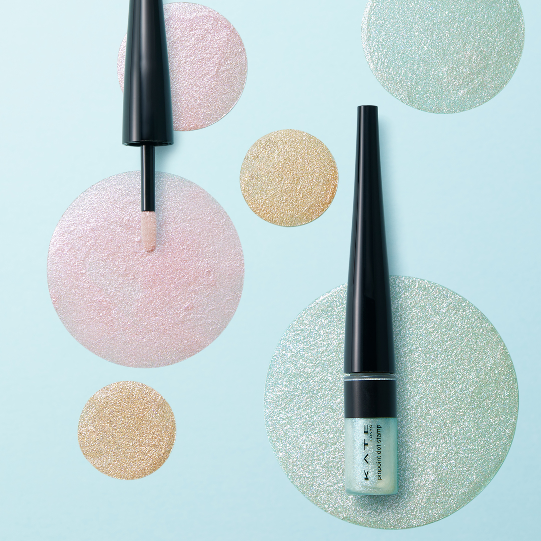 KATE春の新商品！目もとをうるっと強調するリキッドグリッター&色持続する時間停止ライナー、秒速密着ジェルライナーの新色登場。