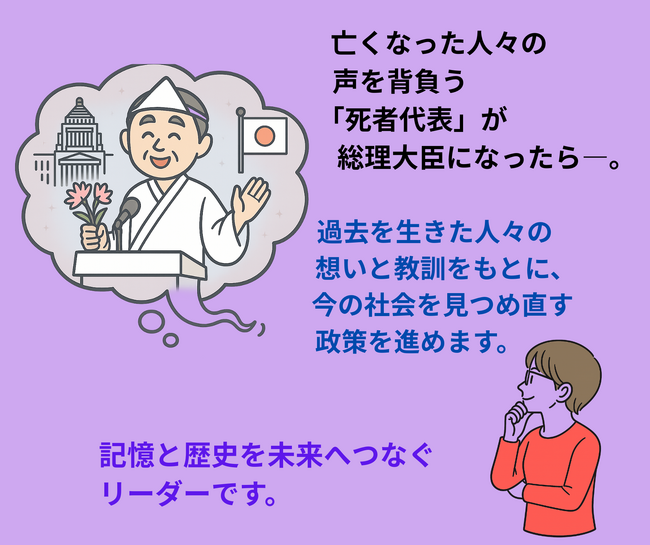 【新刊情報】ある日、突然現れた総理大臣は「死者代表」。この国に生きていた、数えきれない“亡き人たち”。彼らが「本当は伝えたかった想い」を携えて、この世に戻ってきた『もしも死者代表が総理になったら』。