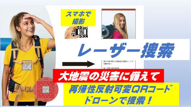 大地震の災害に備えて、再帰性反射可変QRコードの「レーザー捜索」で命を守る!