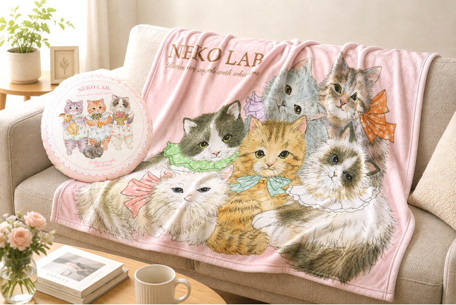 NEKO LAB】人気の猫柄ブランケット2種を8月12日より一般販売開始