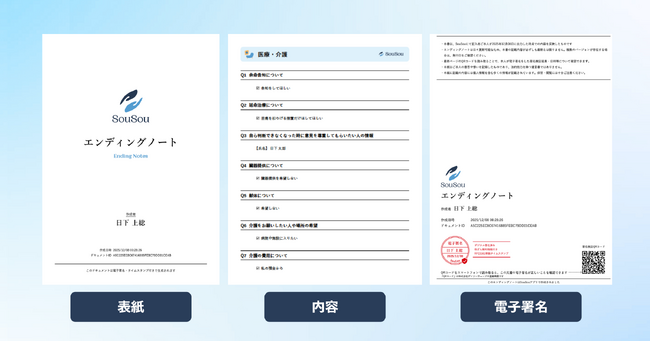 「電子署名付きPDF」で「本人」が作成したことを証明。終活アプリ「SouSou」、エンディングノートのPDF出力機能を開始。