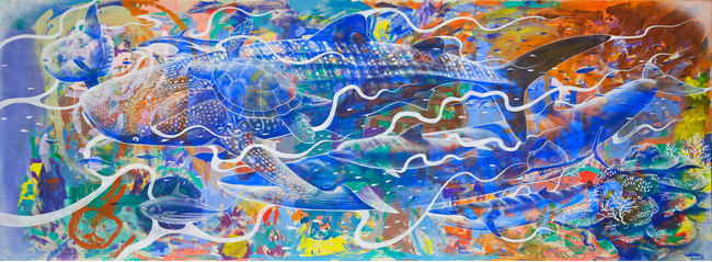 子どもたちと紡ぐ「土佐の美」─特大土佐和紙×漆喰壁画アート巡回展示が高知龍馬空港からスタート