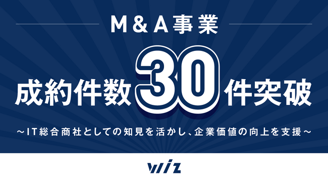 株式会社Wiz、M&A事業開始から1年半で成約件数30件を突破