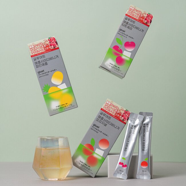 定番の液体タイプが個包装パウチに！手軽に始める食事制限なしの楽々アサビダイエット※gluet（グルート）アップルサイダービネガー9月下旬より発売中