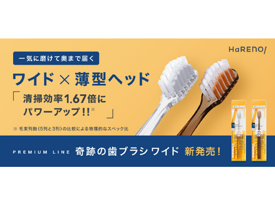 極薄とワイドを両立したヘッドが、ブランド史上最大※の清掃効率を実現！「HaRENO 奇跡の歯ブラシ ワイド」が新登場