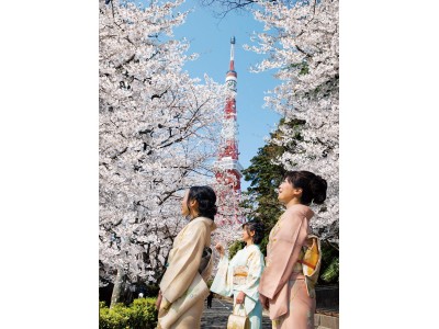 桜の時期に訪れる外国人のお客さま向けに、着物のレンタルと着付けサービスを開始