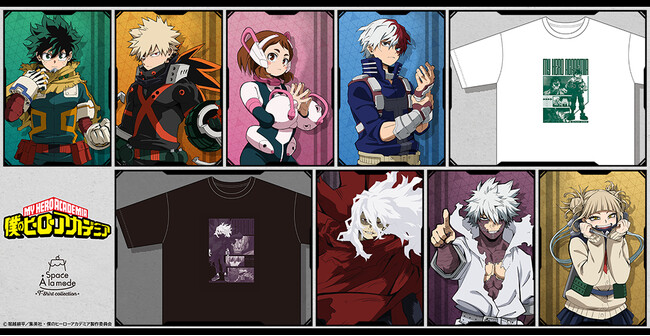 プレスリリース「TVアニメ『僕のヒーローアカデミア』の新作Tシャツが、全国アニメイト・アニメイト通販にて6月28日より発売！　緑谷や死柄木たち7人のアニメ立ち絵＆名シーンを使用したデザインは必見!!」のイメージ画像