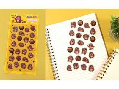 毎日をチョっと明るく♪するチョコビスケット『サク山チョコ次郎』の「ぷくぺた」（立体シール）が登場！
