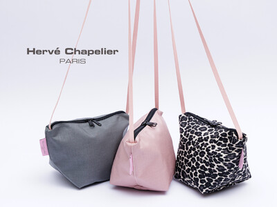 【Herve Chapelier（エルベシャプリエ）】日本限定「ドラジェ（桜色）タグ」の新作コレクション　タグとストラップを「ピンク」でリンクさせた、大人可愛いミニショルダーが登場