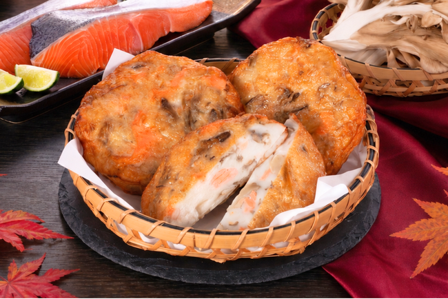 【磯揚げまる天】旬の味覚を楽しむ 秋季限定商品「鮭まいたけ天」が登場！2026年9月1日(火)より一部店舗限定で発売開始