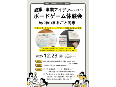 起業と事業アイデアづくりを“ゲームで学ぶ” 神山まるごと高専オリジナル「ボードゲーム体験会」12/23（...